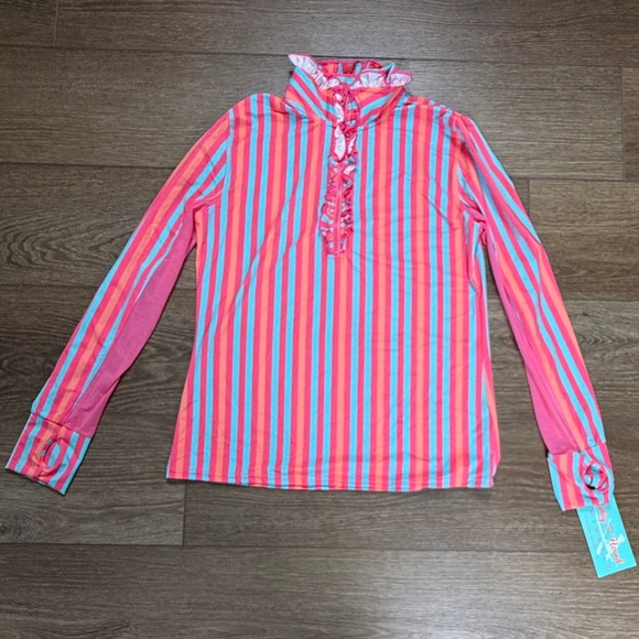 Haley And The Hound Tops - Haley & The Hound Women's Striped Long Sleeve Rashguard Athletic Shirt Sz Small